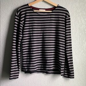 Marine Layer Long Sleeve Striped Shirt black grey